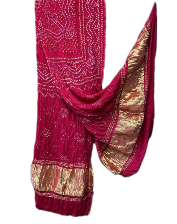 Modal Silk Bandhej Dupatta with tissue pallu