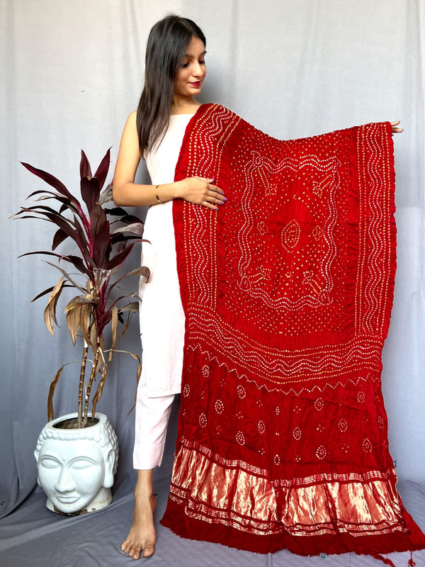 Modal Silk Bandhej Dupatta with tissue pallu