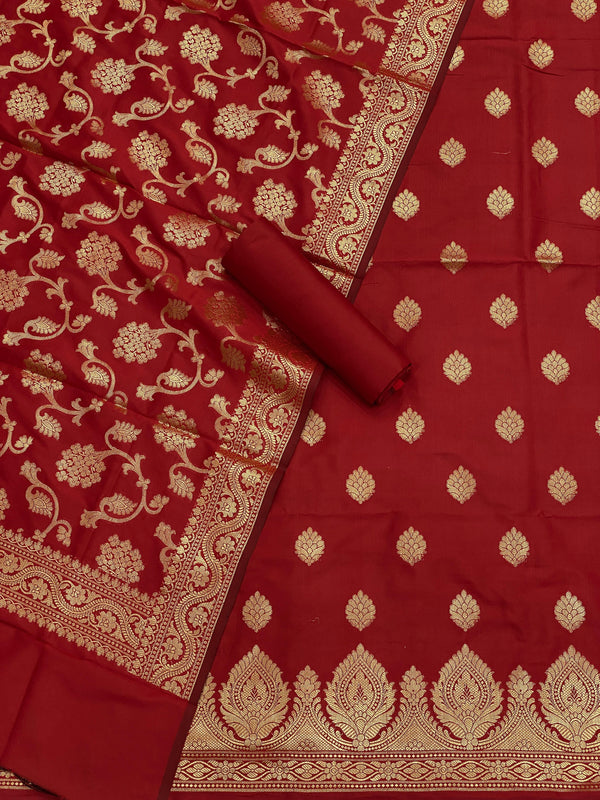 Pure Banarasi sil Double Zari Weaved Unstitched Suit