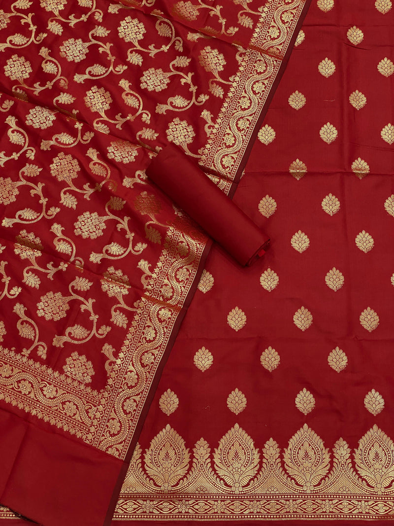 Pure Banarasi sil Double Zari Weaved Unstitched Suit