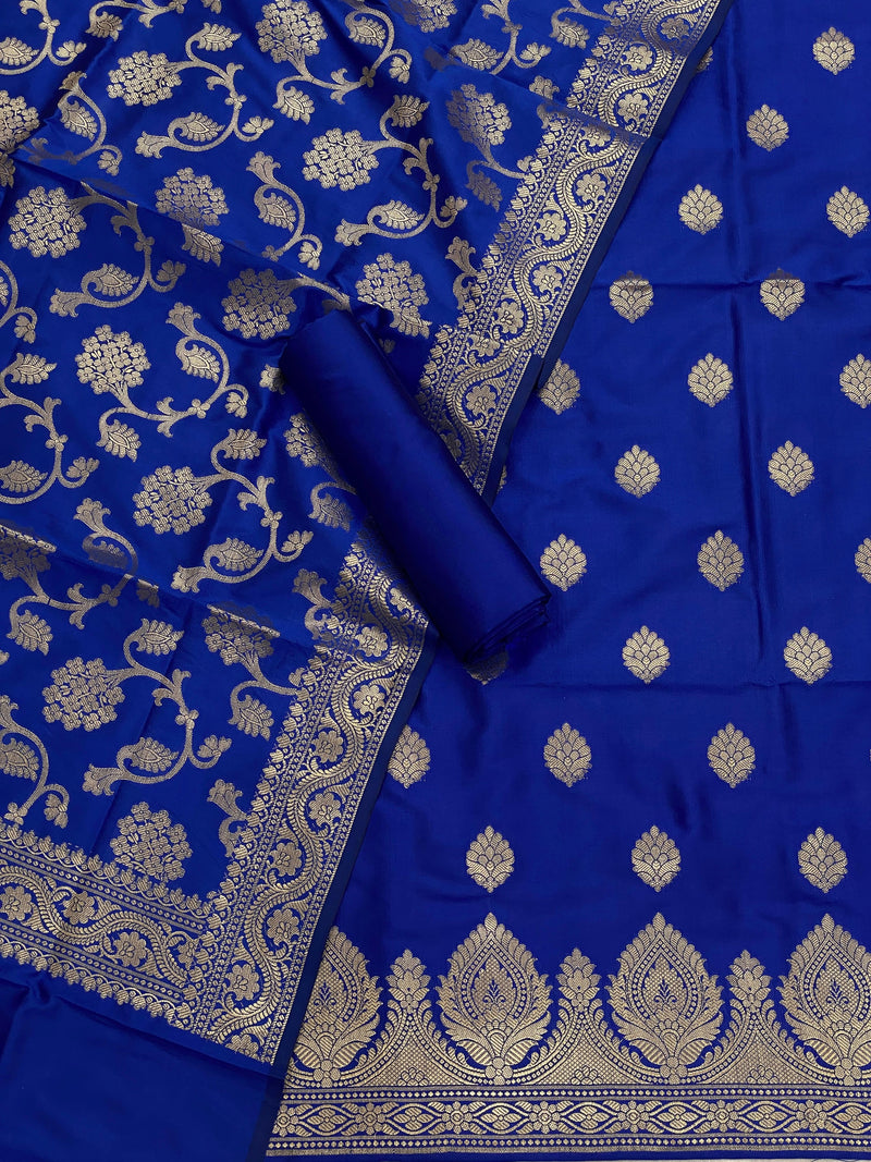 Pure Banarasi silk Double Zari Weaved Unstitched Suit