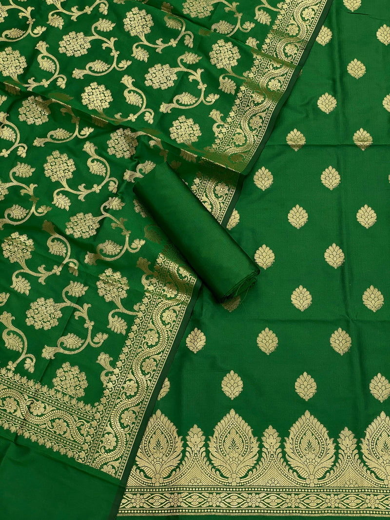 Pure Banarasi sil Double Zari Weaved Unstitched Suit