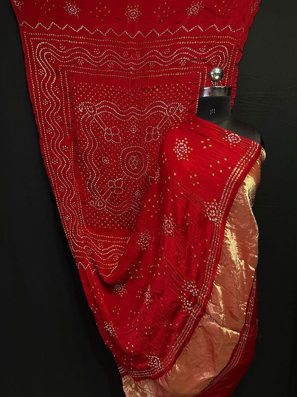 Modal Silk Bandhej Dupatta with tissue pallu