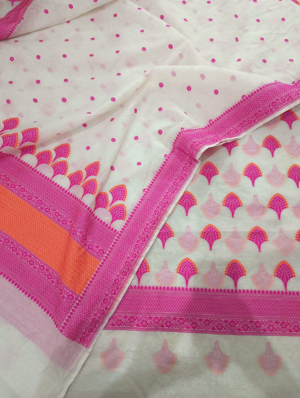 Banarasi Pure Cotton Chanderi Handloom Weaved Unstitched Suit