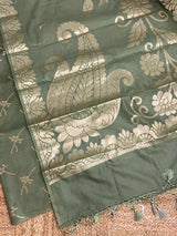 Pure Banarasi Chanderi Silk Unstitched Suit with Zari woven Dupatta