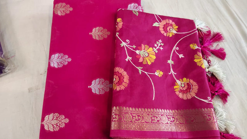 Exclusive Raani  Color Banarasi Chanderi Unstitched Suit | LIMITED EDITION|