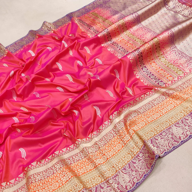 Pure katan silk khadwa Hand Weaved Zari work Saree