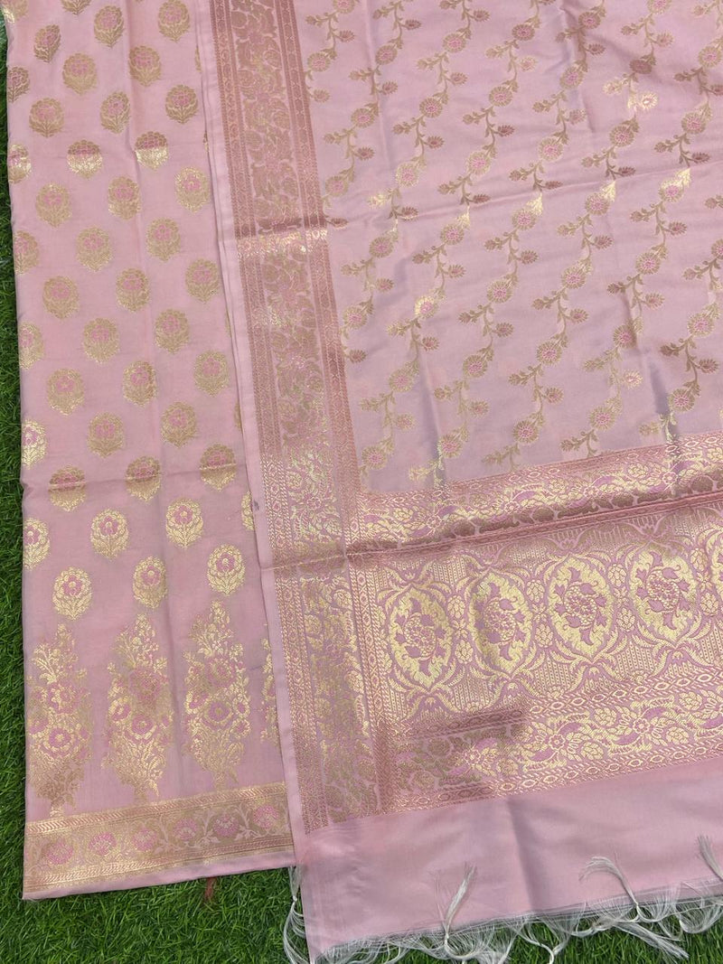 Pure Banarasi Soft Katan Silk Alfi Weaved Institched Suit