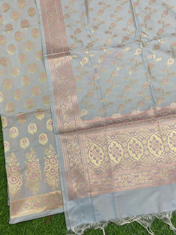 Pure Banarasi Soft Katan Silk Alfi Weaved Institched Suit