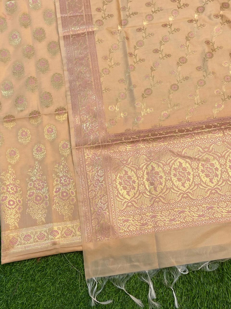 Pure Banarasi Soft Katan Silk Alfi Weaved Institched Suit