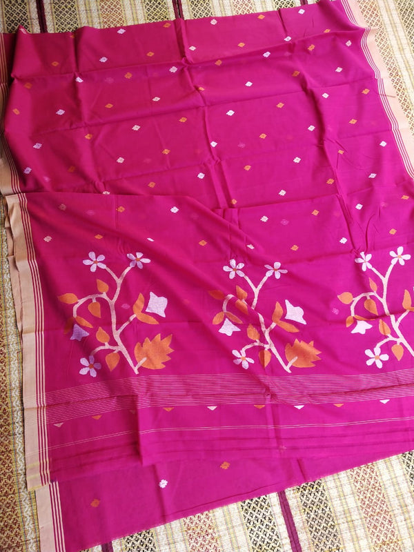 Pure Cotton jamdani Saree Without Blouse . ( Length- 6.3 meter )