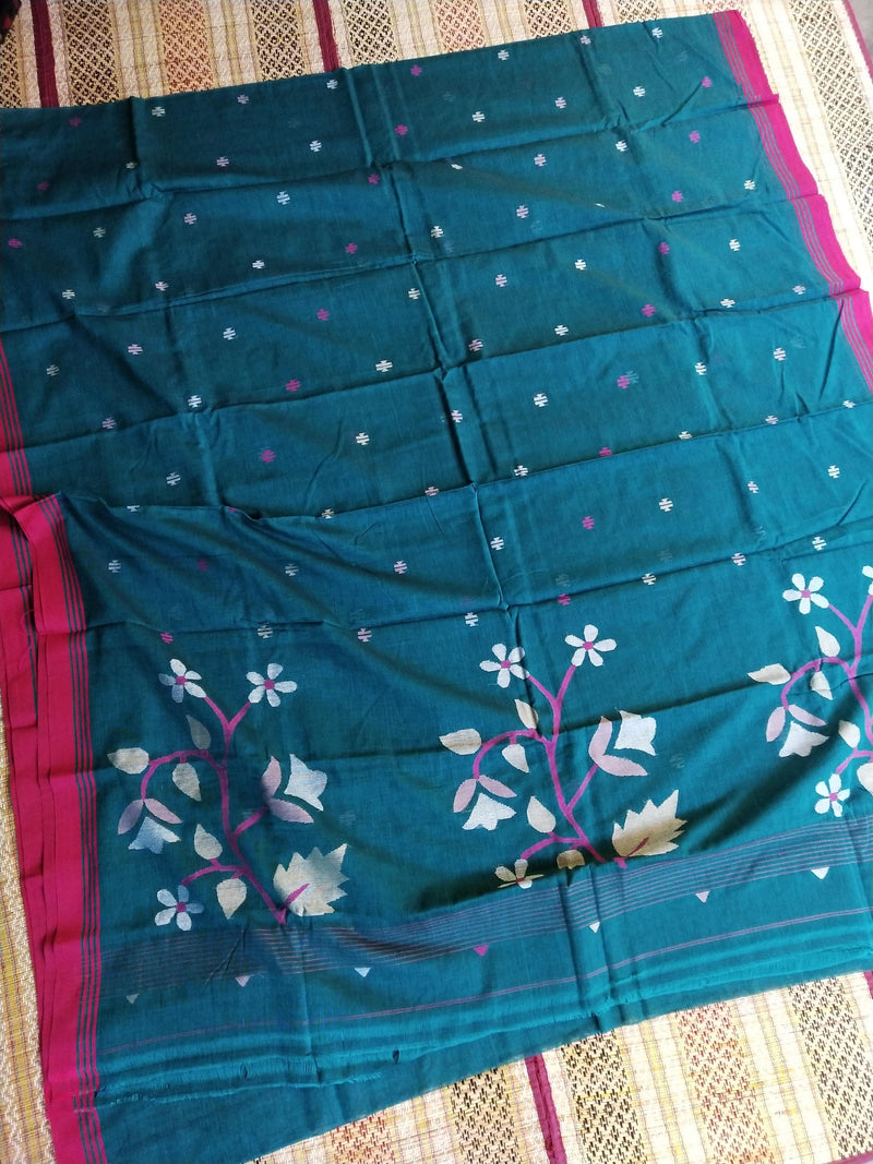 Pure Cotton jamdani Saree Without Blouse . ( Length- 6.3 meter )