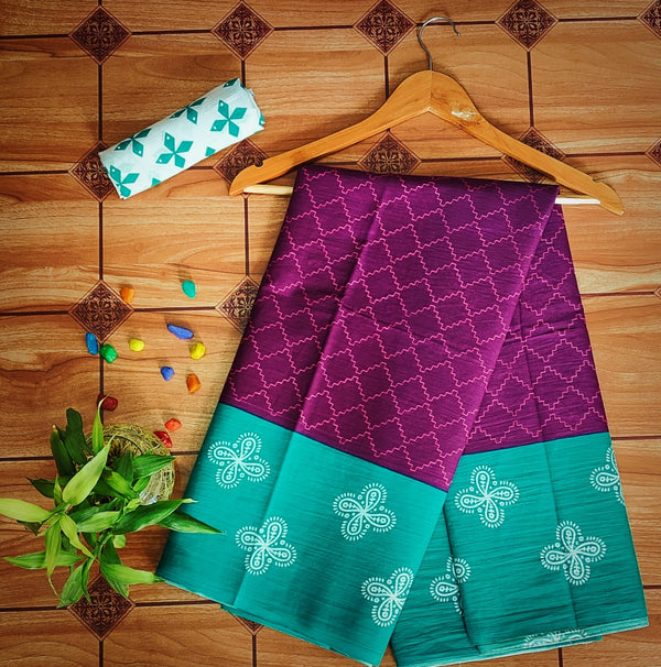 Pure  Mul cotton Hand Block Priny saree with Blouse.