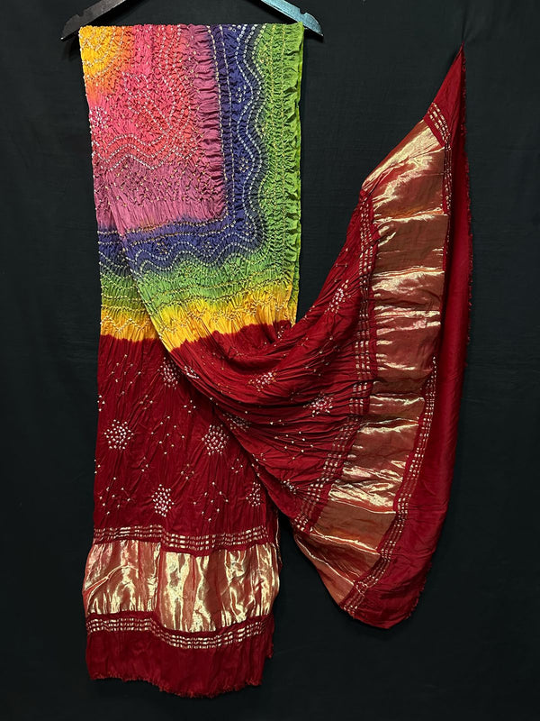 Modal Silk Rai Bandhej Dupatta with tissue pallu