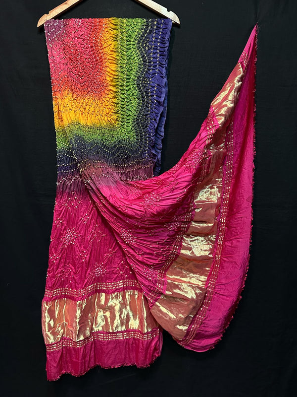 Modal Silk Rai Bandhej Dupatta with tissue pallu