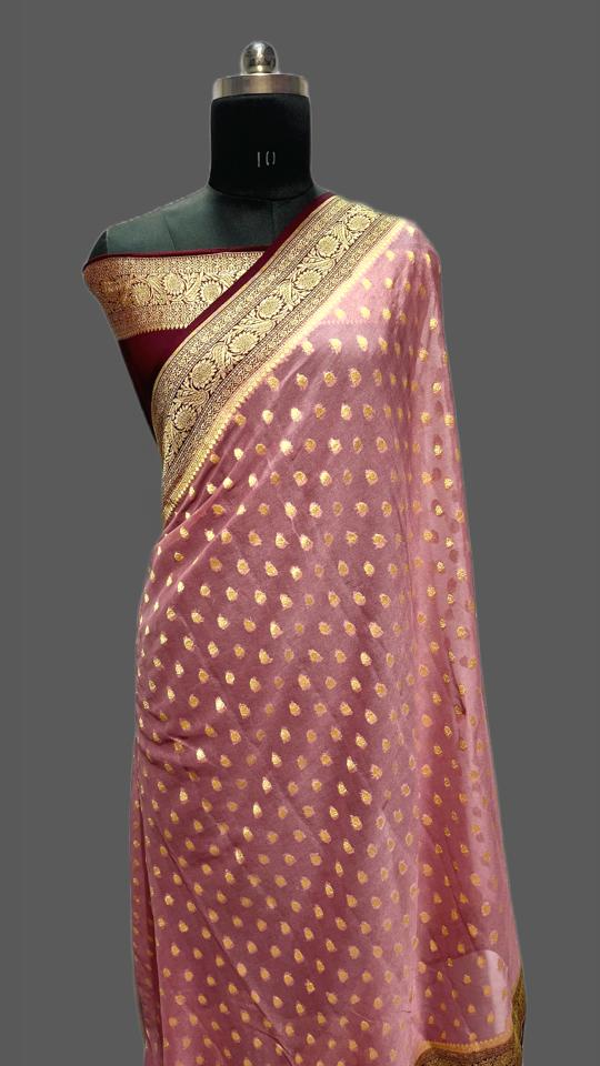 Pure Banarasi Handloom Khaddi Georgette Silk Saree