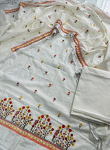 Bhagalpuri Cotton Linen Embroidery Unstitched suit.