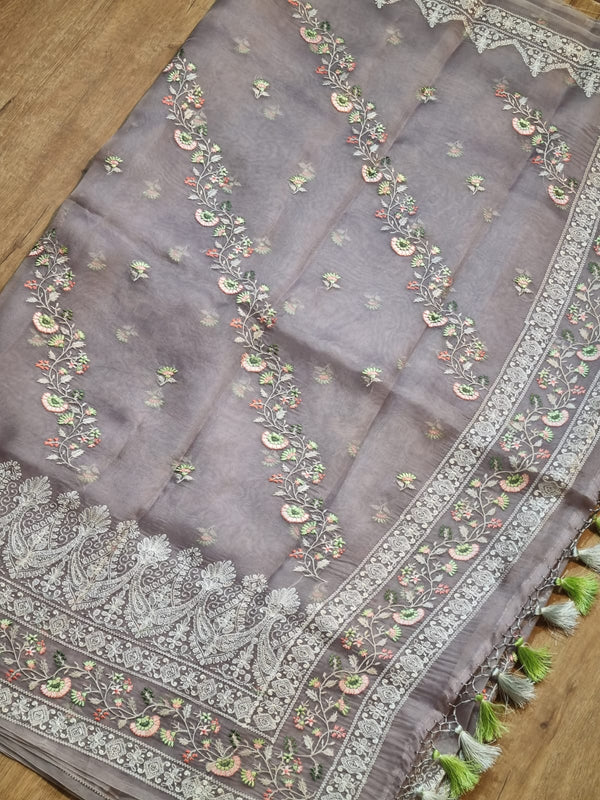 Exclusive Pure Organza Silk Saree With Multi thread Embroidery |LIMITED EDITION|