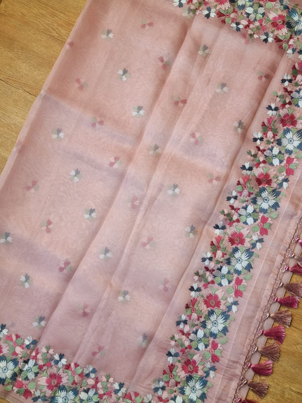 Exclusive Pure Organza Silk Saree With Multi thread Embroidery |LIMITED EDITION|