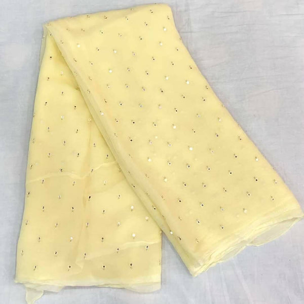 Pure Jaipuri Chiffon Saree in yellow