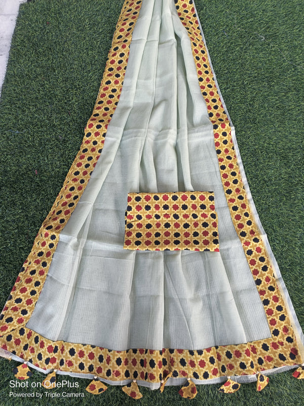 Pure Kota Doriya Saree with Azrakh border and blouse