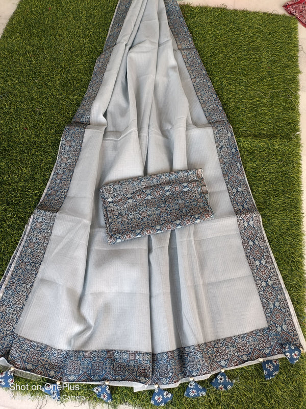 Pure Kota Doriya Saree with Azrakh border and blouse