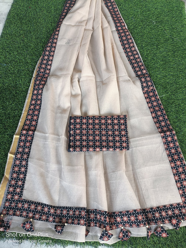 Pure Kota Doriya Saree with Azrakh border and blouse