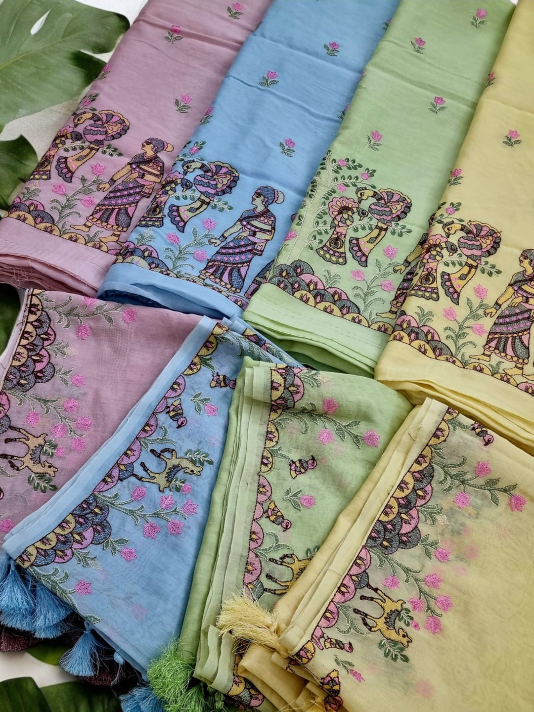 Pure Banarasi Chanderi Silk Kalamkari Embroidery work Unstitched suit