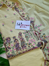 Pure Banarasi Chanderi Silk Kalamkari Embroidery work Unstitched suit