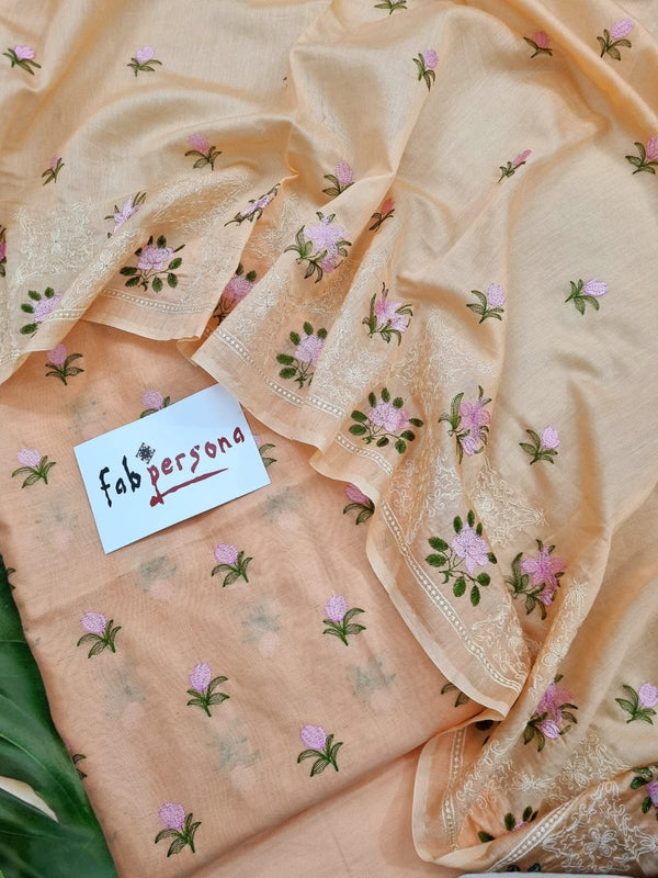 Pure Banarasi Chanderi Silk Embroidery work Unstitched suit