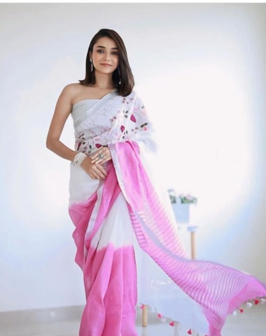 Pure Linen By Linen Saree with embroidery | EXCLUSIVE COLLECTION|