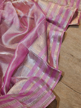 Pure organza double tissue saree with katan silk border and blouse with special tassels