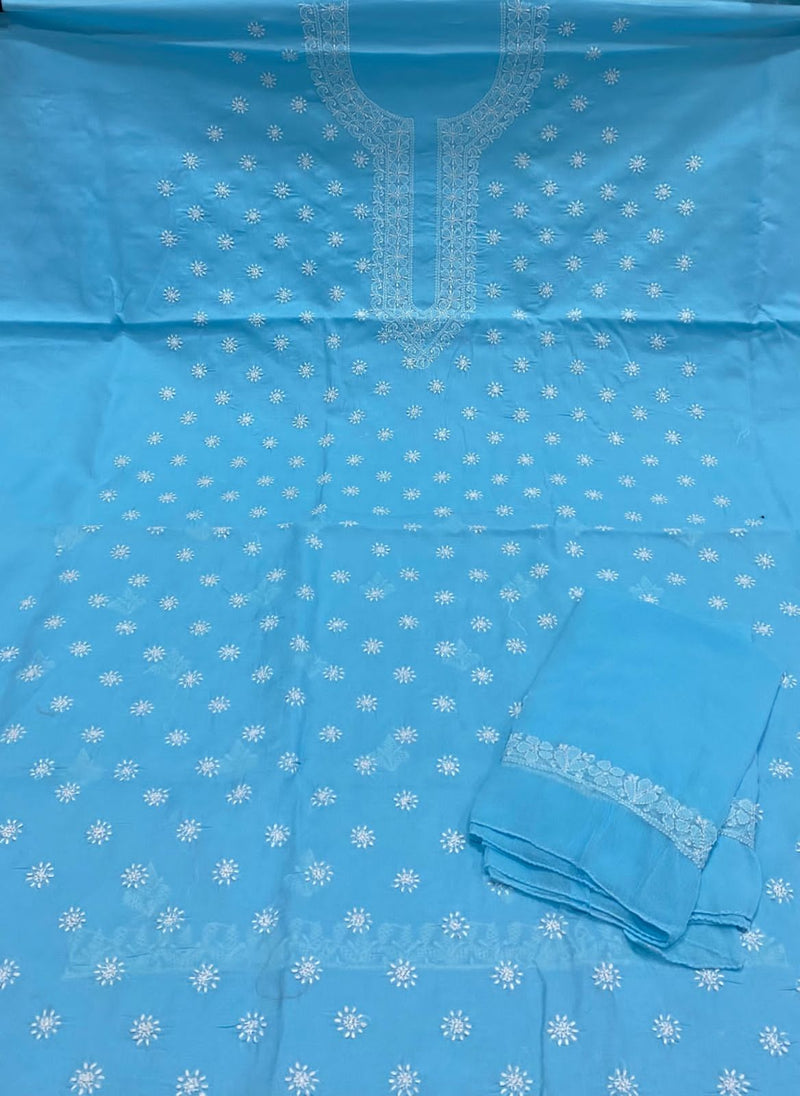 Pure Cotton Chikankari 3pc Unstitched suit