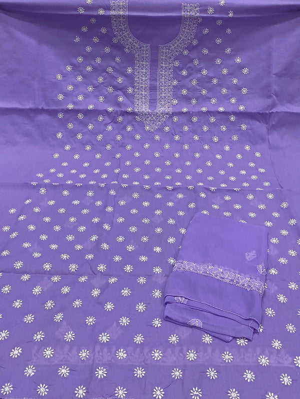 Pure Cotton Chikankari 3pc Unstitched suit