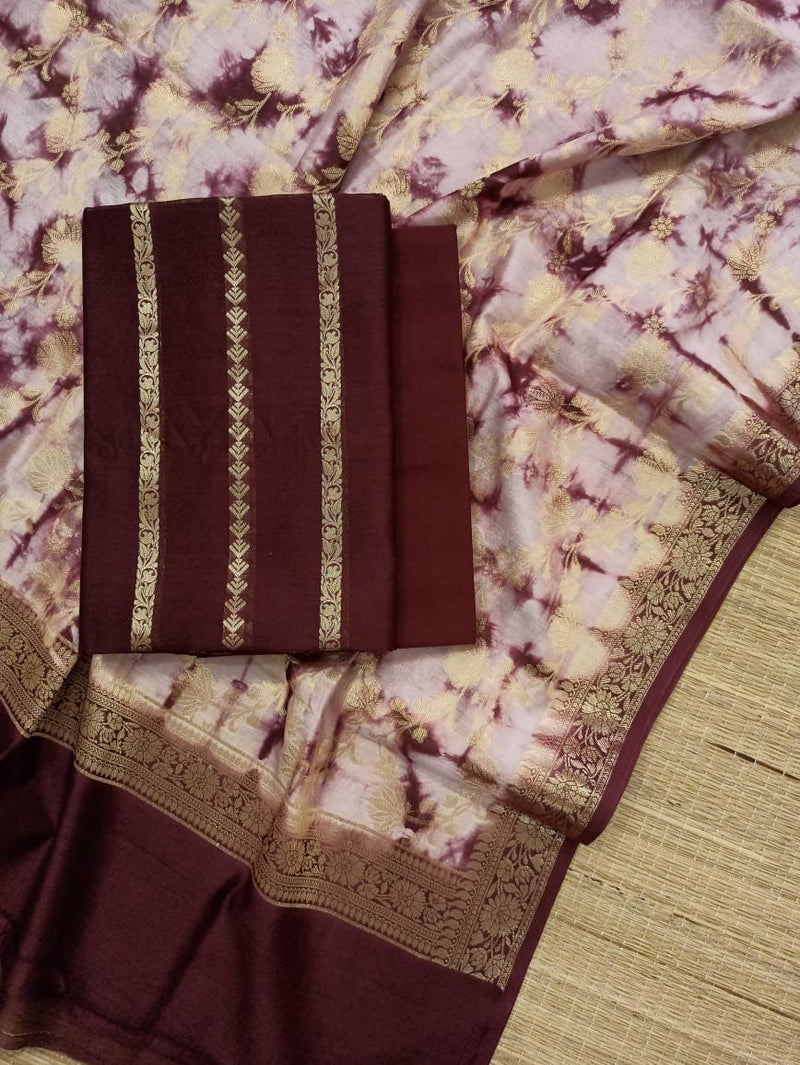 Pure Banarasi Chanderi Silk Unstitched Suit with Marble Dye Chanderi Silk Dupatta |LIMITED EDITION|