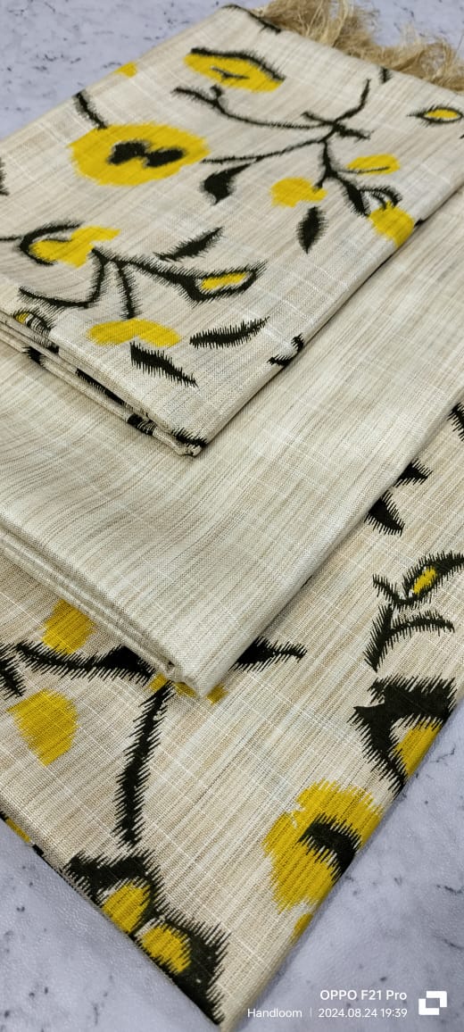 Dupion Slub Cotton Screen Print Unstitched Suits