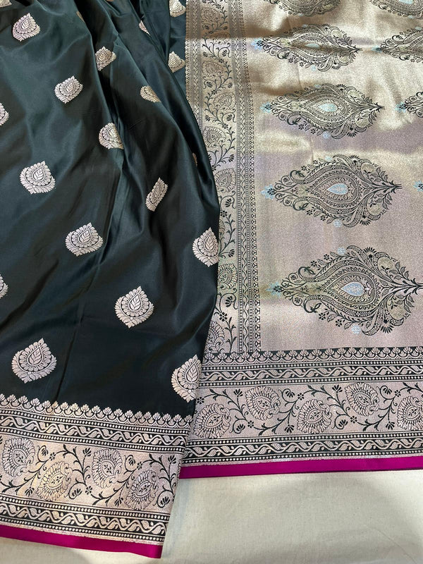 Pure Banarasi Mashru Silk Saree With Zari work