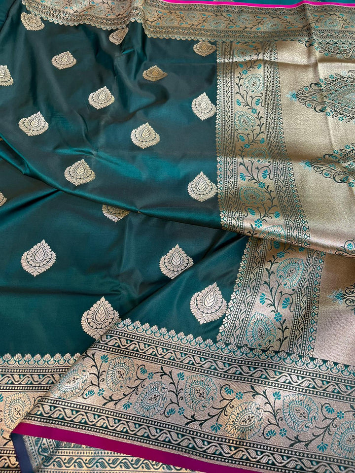 Pure Banarasi Mashru Silk Saree With Zari work