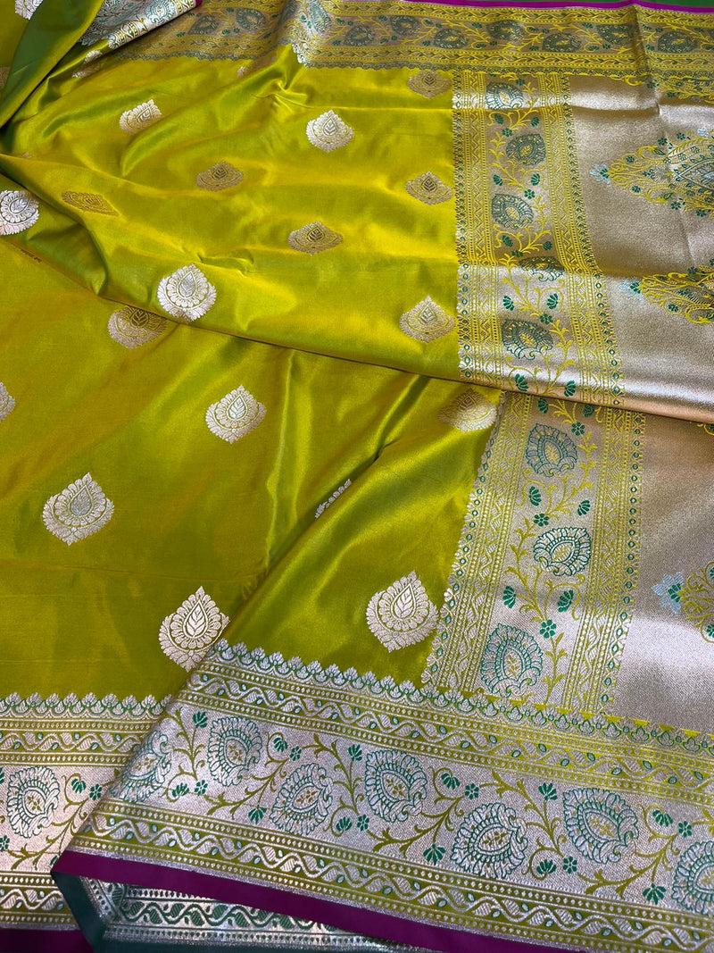 Pure Banarasi Mashru Silk Saree With Zari work