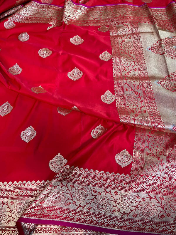 Pure Banarasi Mashru Silk Saree With Zari work