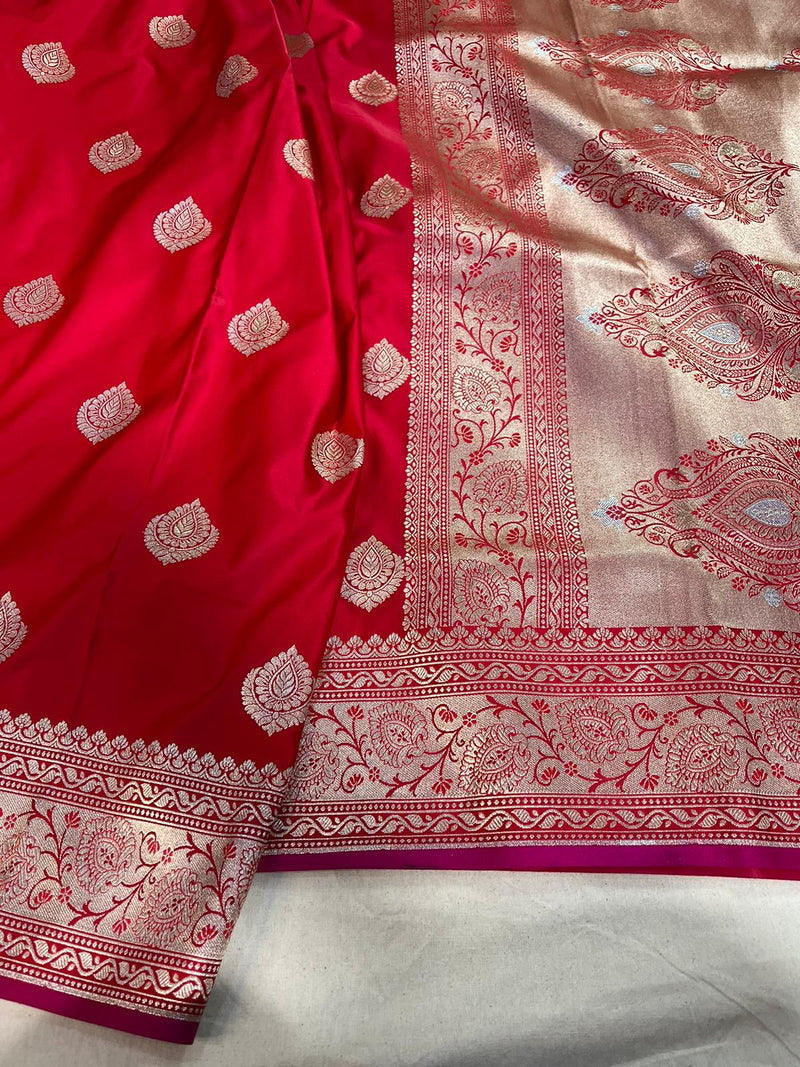 Pure Banarasi Mashru Silk Saree With Zari work