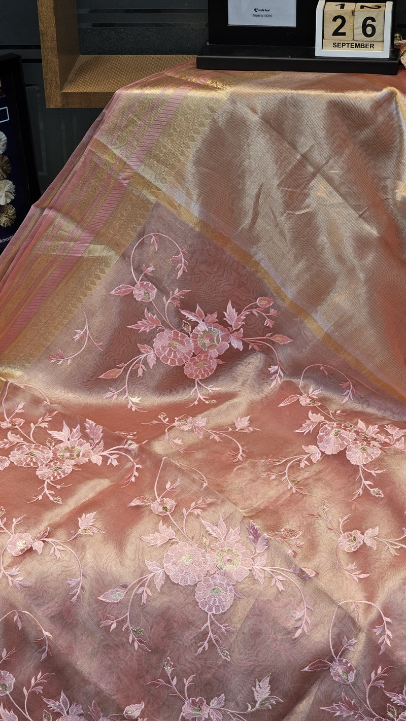 Pure Tissue Silk Organza Saree with Meena border |LIMITED COLLECTION|