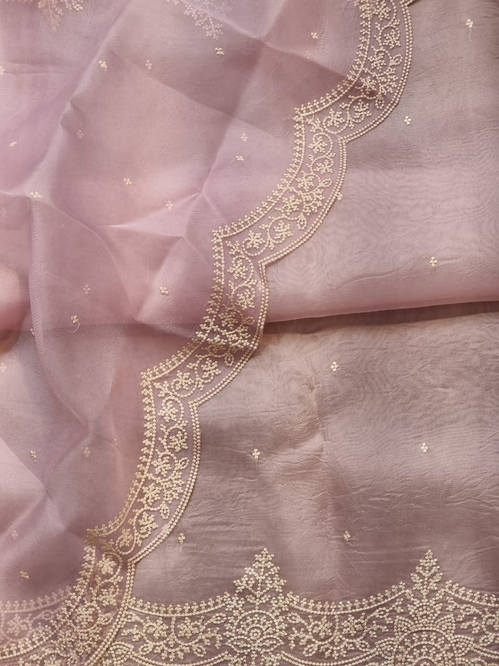 Pure Organza Silk Saree With Pearl Border