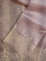 Pure Organza Silk Saree With Pearl Border