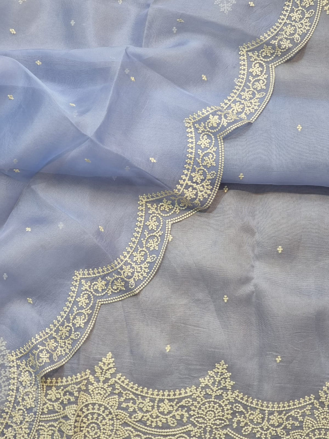 Pure Organza Silk Saree With Pearl Border