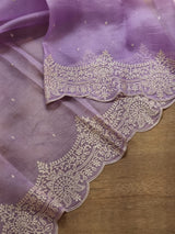 Pure Organza Silk Saree With Pearl Border