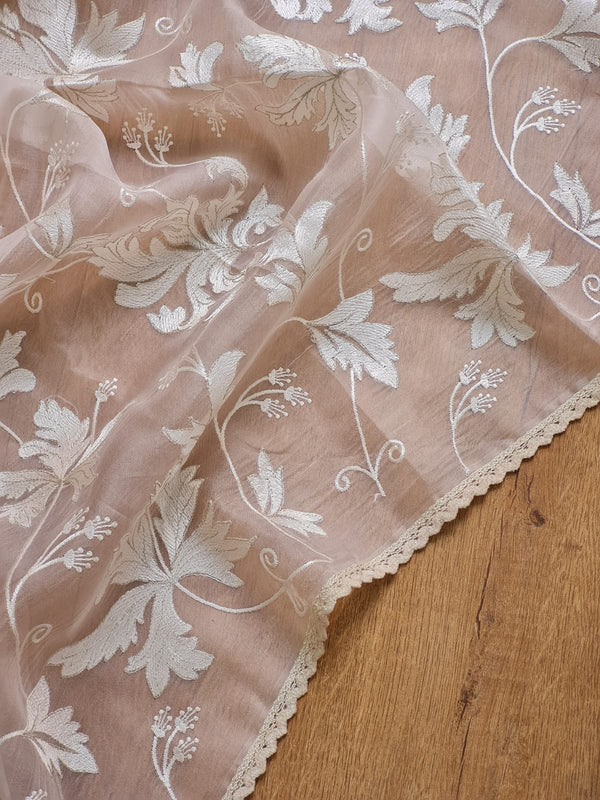 Pure Organza Silk Saree With velvet chikankari embroidery