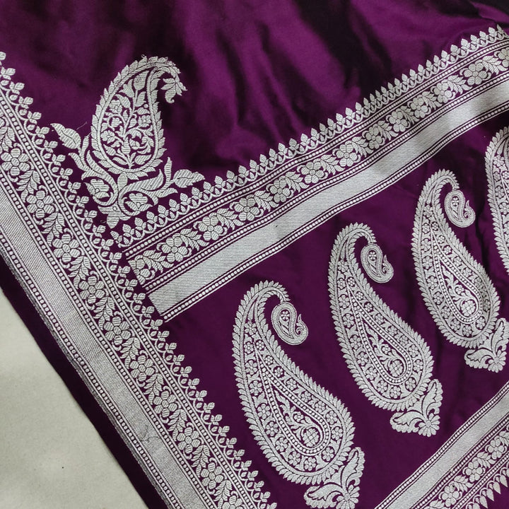 Pure Katan silk Koniya Border with silver Zari work saree |LIMITED COLLECTION|