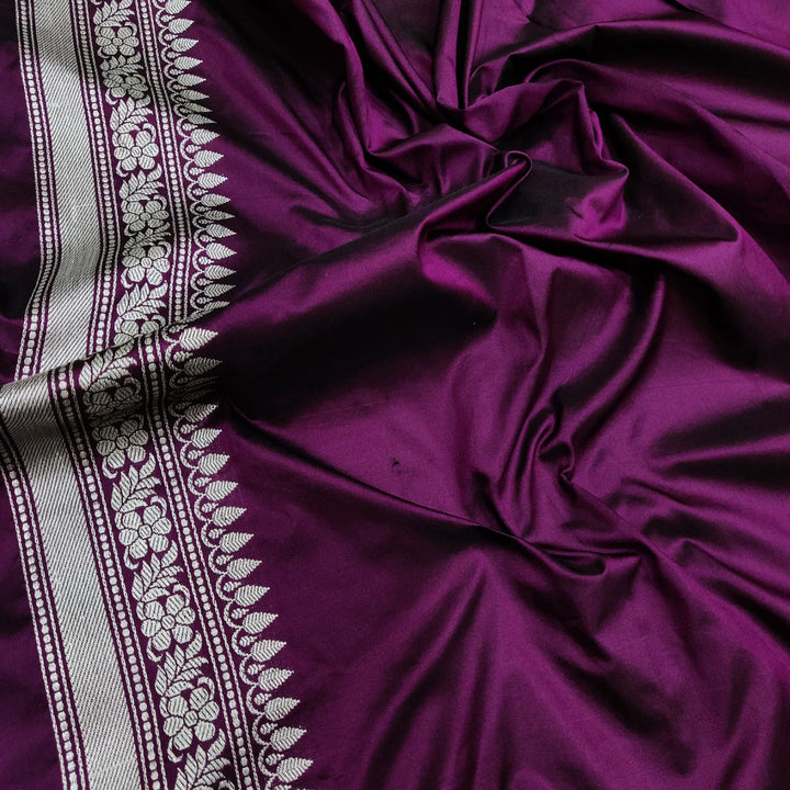 Pure Katan silk Koniya Border with silver Zari work saree |LIMITED COLLECTION|