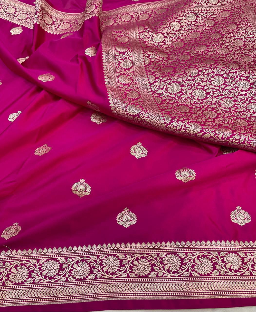 Pure Banarasi Mashru Silk Saree With Zari work